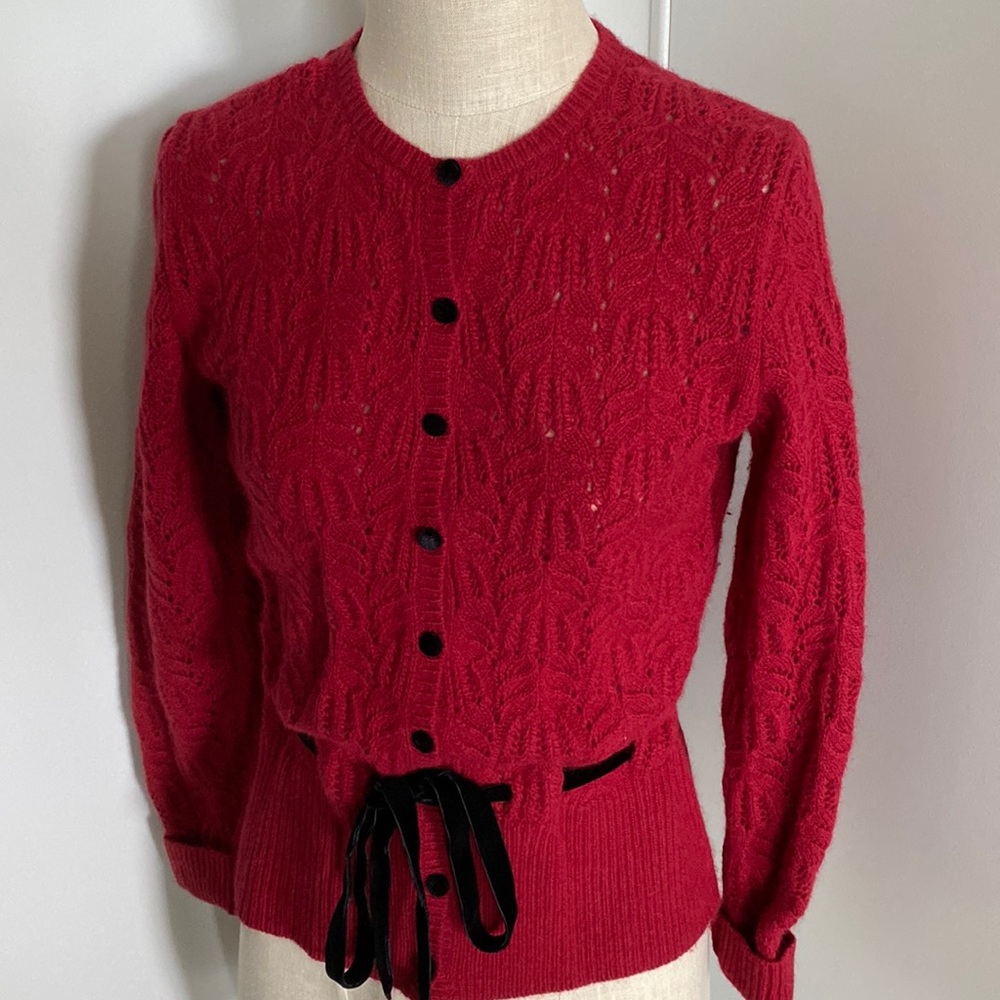 Button down red sweater